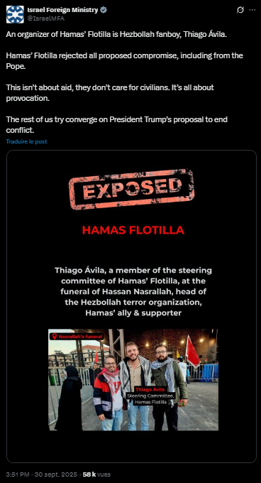 Image for the event titled: Incitement against Thiago Avila by Israeli Foreign Minister
