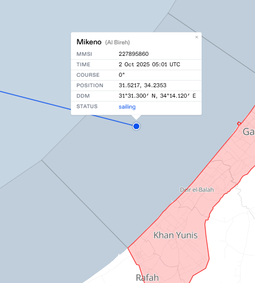 Image for the event titled: Mikano vessel in the Palestinian territorial waters