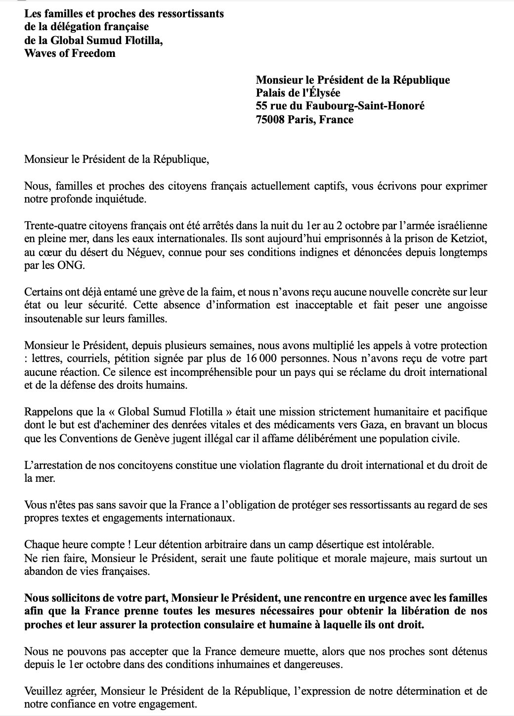Image for the event titled: Family members of the 34 French activists ostages in Isral demand the intervention of French Governement