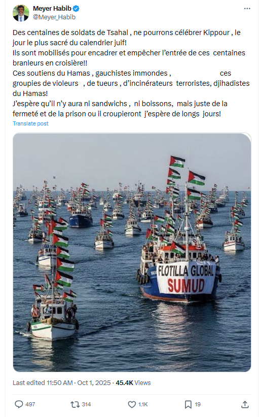 Image for the event titled: Meyer Habib, French-Israeli politician crudely incites against the activists