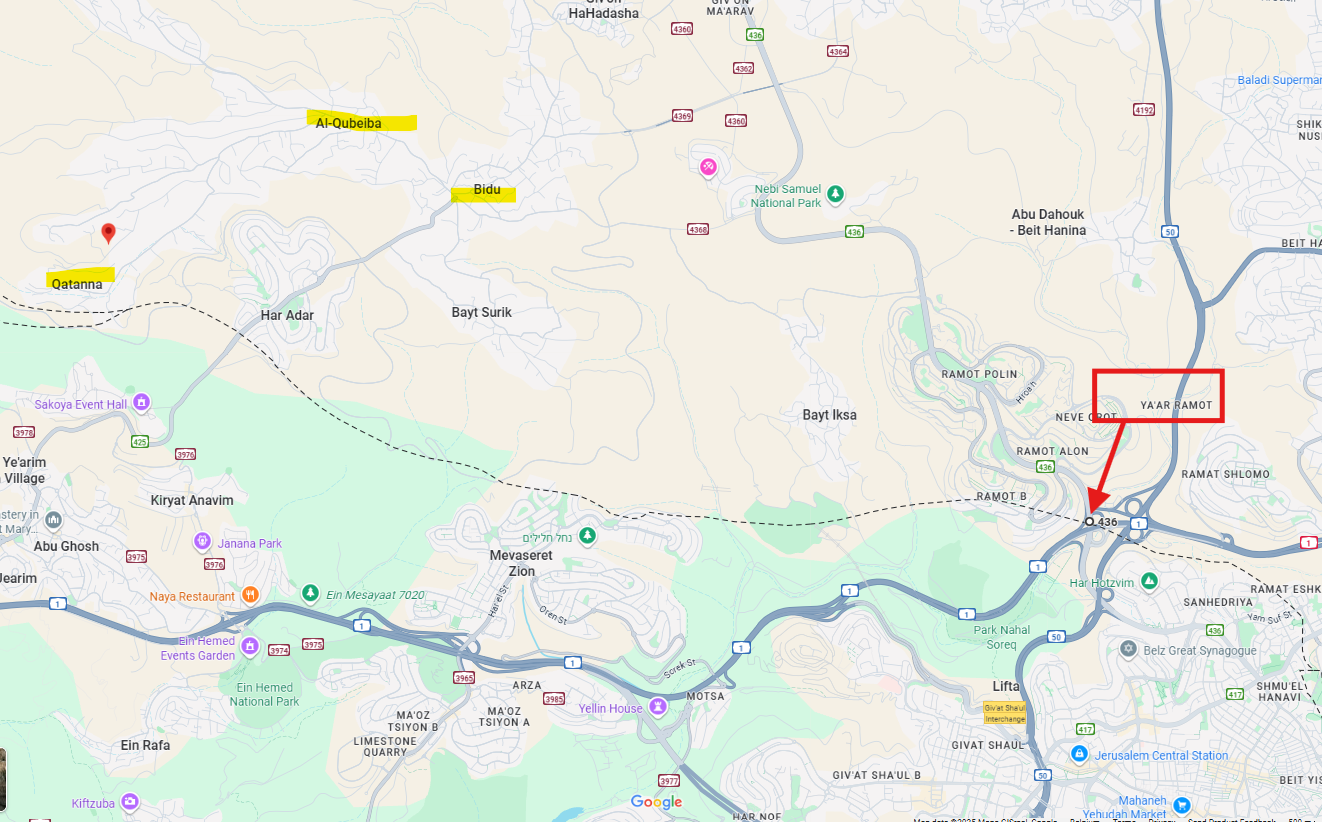 Image for the event titled: Location of Ramlot Junction, and Palestinian villages of the perpetrators