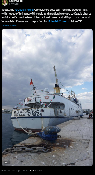 Image for the event titled: U.S. journalist and activist Emily Wilder statement about the 'Conscience" vessel