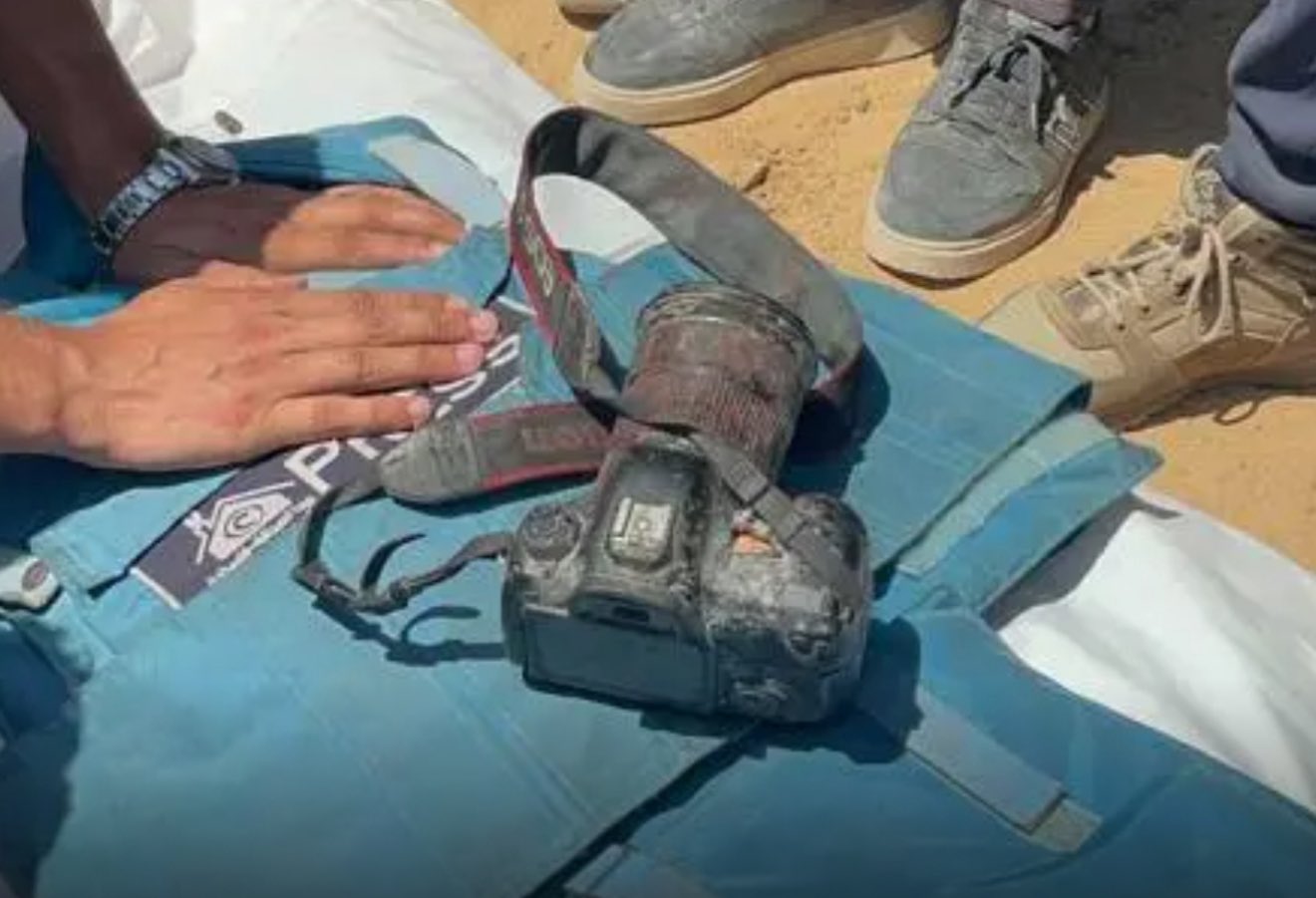 Image for the event titled: Moaz Abu Taha's bloodied camera laid on his body
