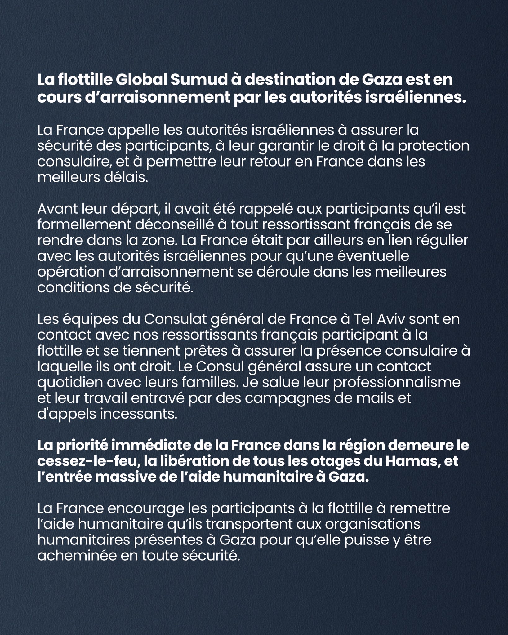 Image for the event titled: Jean-Noël Barrot (French Foreign Minister) statement after the abduction of GSF activists