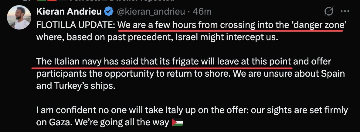 Image for the event titled: Statement of Andrieu Kieran about Italian Navy withdrawal in Palestinian territorial waters