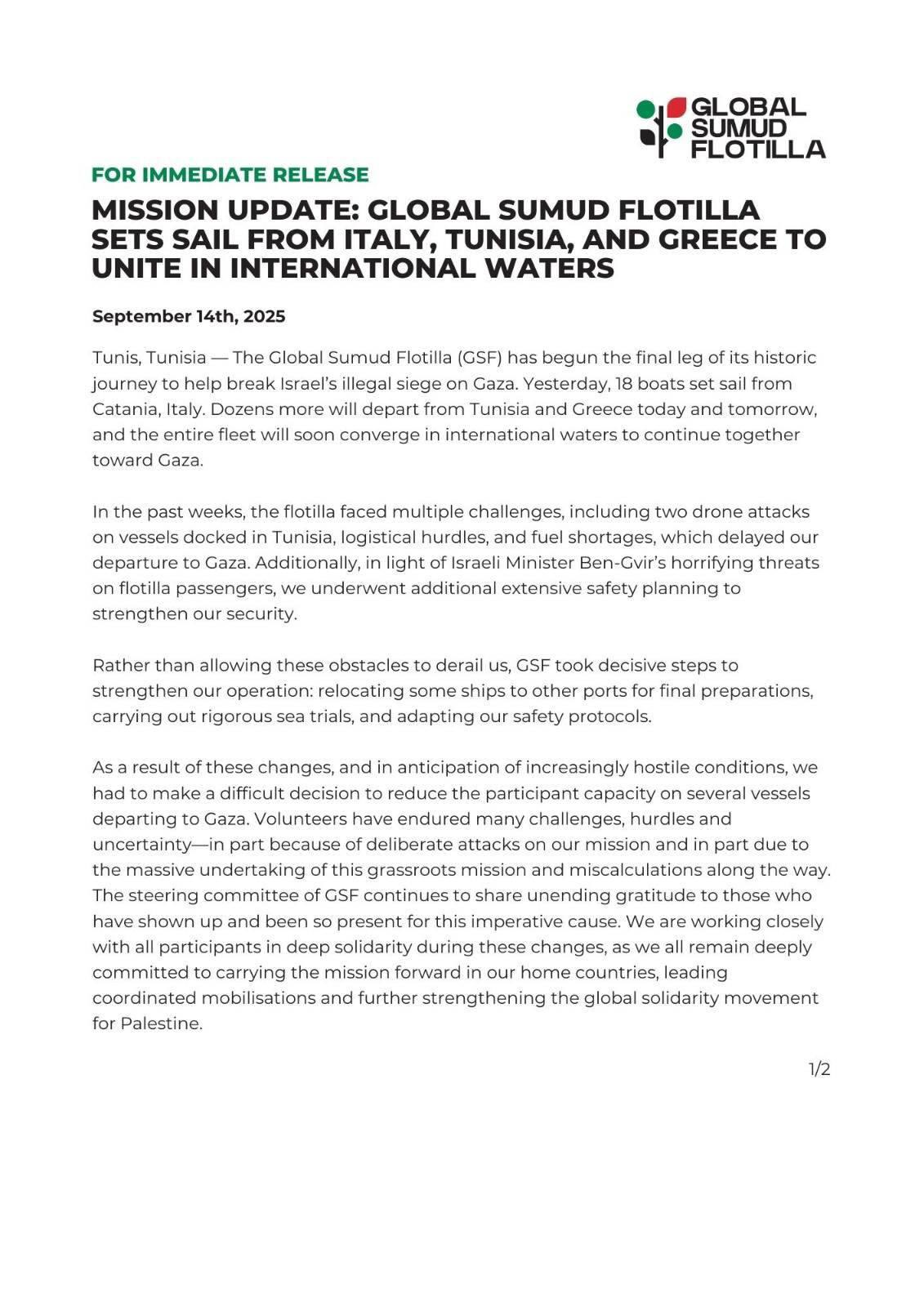Image for the event titled: GSF Press release September 14 page 1