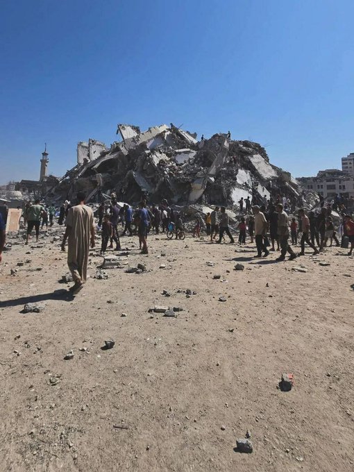 Image for the event titled: Mushtaha residential Tower totally destroyed by Israeli airstrike