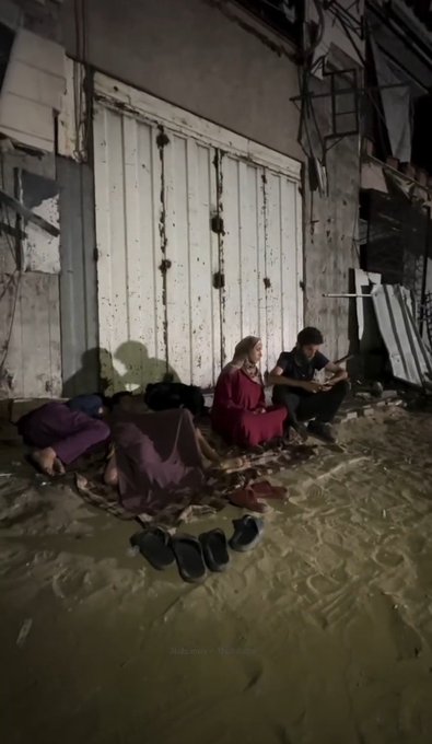 Image for the event titled: Sep 16: displaced family sleeps out at Al-Shifa hospital