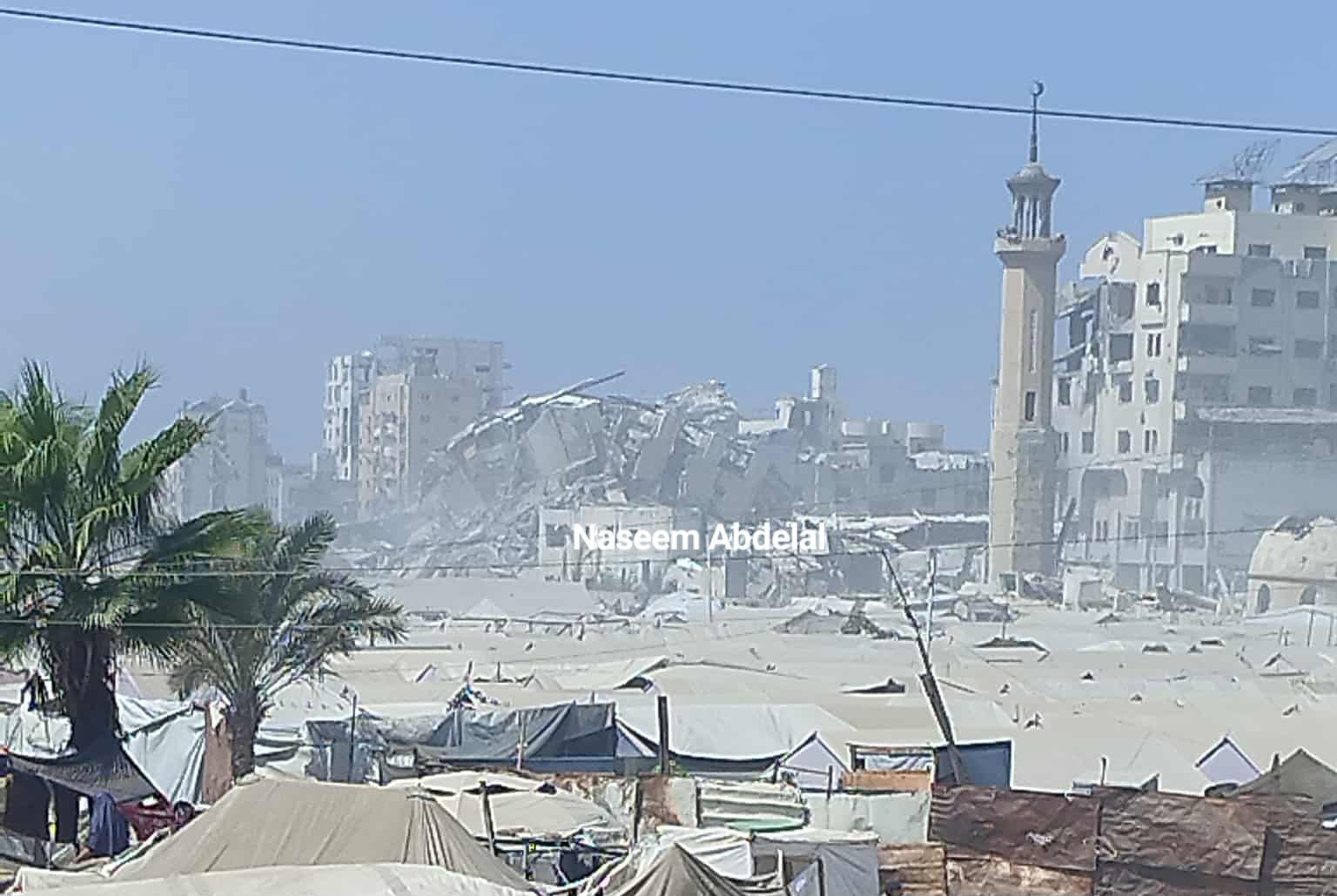 Image for the event titled: Mushtaha residential Tower totally destroyed by Israeli airstrike