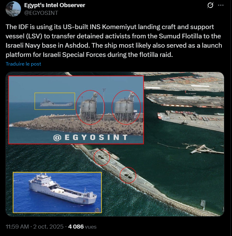 Image for the event titled: INS Komemyut vessel (LSV) center of the operation for the hijacking and abduction of the activists.