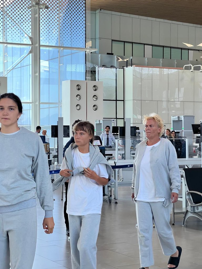 Image for the event titled: Photo of the release of Greta Thunberg on October 6 in Ben Gourion Aireport