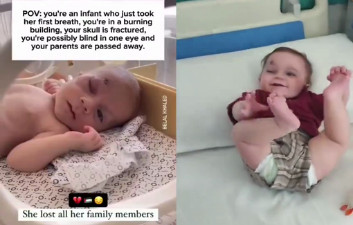 Thumbnail preview image for the video titled: This 9-month-old Palestinian baby, barely born, was already bombed by the Israeli army, which killed her parents, leaving her orphaned