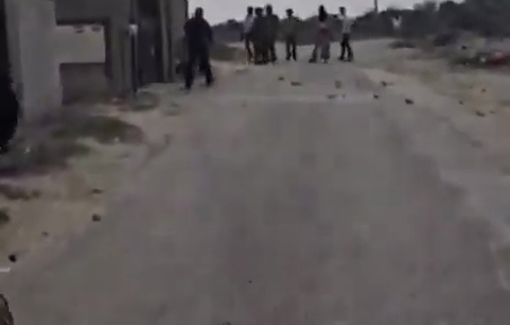 Thumbnail preview image for the video titled: Israeli settlers, under army protection, stormed Qaryut south of Nablus and attacked Palestinian homes