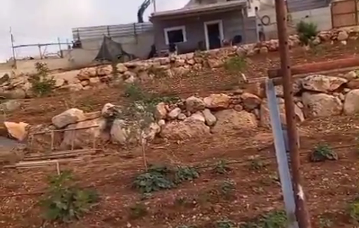 Thumbnail preview image for the video titled: Israeli bulldozers knock down a house in the village of Shuqba, under the pretext of construction without Israeli permission.