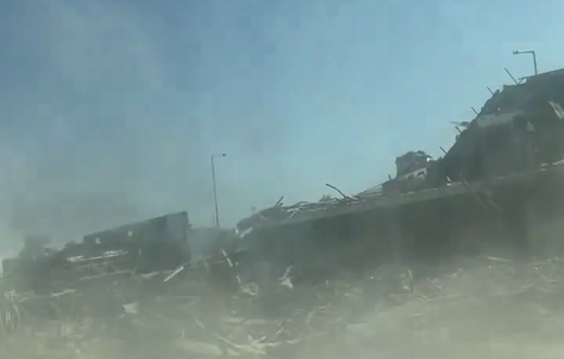 Thumbnail preview image for the video titled: People forced south today, walking past destroyed homes where families once lived, passing bodies on the beach