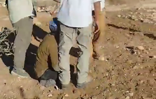 Thumbnail preview image for the video titled: Settlers entered the village of Rakheez and attacked the landowner, Sheikh Saeed, near his home