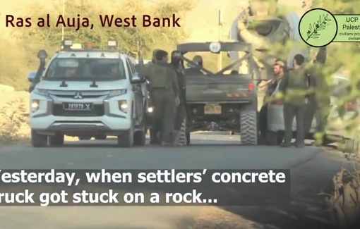 Thumbnail preview image for the video titled: Settlers falsely claimed Palestinians threw a rock, leading to army questioning residents of Ras Al-Ein Ras Al-Auja