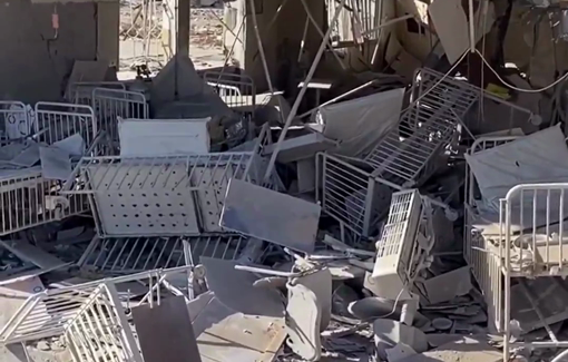 Thumbnail preview image for the video titled: Al-Rantisi children's hospital wrecked after Israel's assault on Gaza City