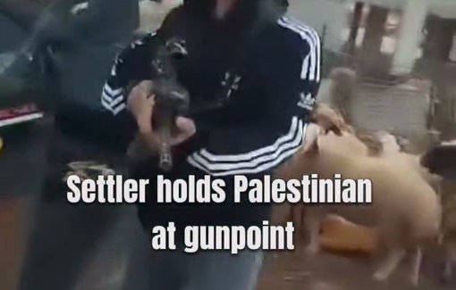 Thumbnail preview image for the video titled: Settlers threatened Palestinians at gunpoint in Duma