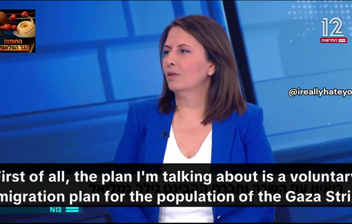 Thumbnail preview image for the video titled: In an interview for Channel 12's Meet the Press, minister Gila Gamliel calls for the ethnic cleansing of Palestinians in Gaza and the west bank