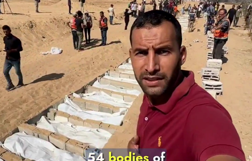 Thumbnail preview image for the video titled: 54 documented unidentified bodies are buried in a cemetery in the Deir al-Balah