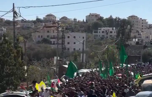 Thumbnail preview image for the video titled: Hundreds of Palestinians in Silwad bid farewell to 15 y/o child Yamen Hammad shot dead by Israeli forces