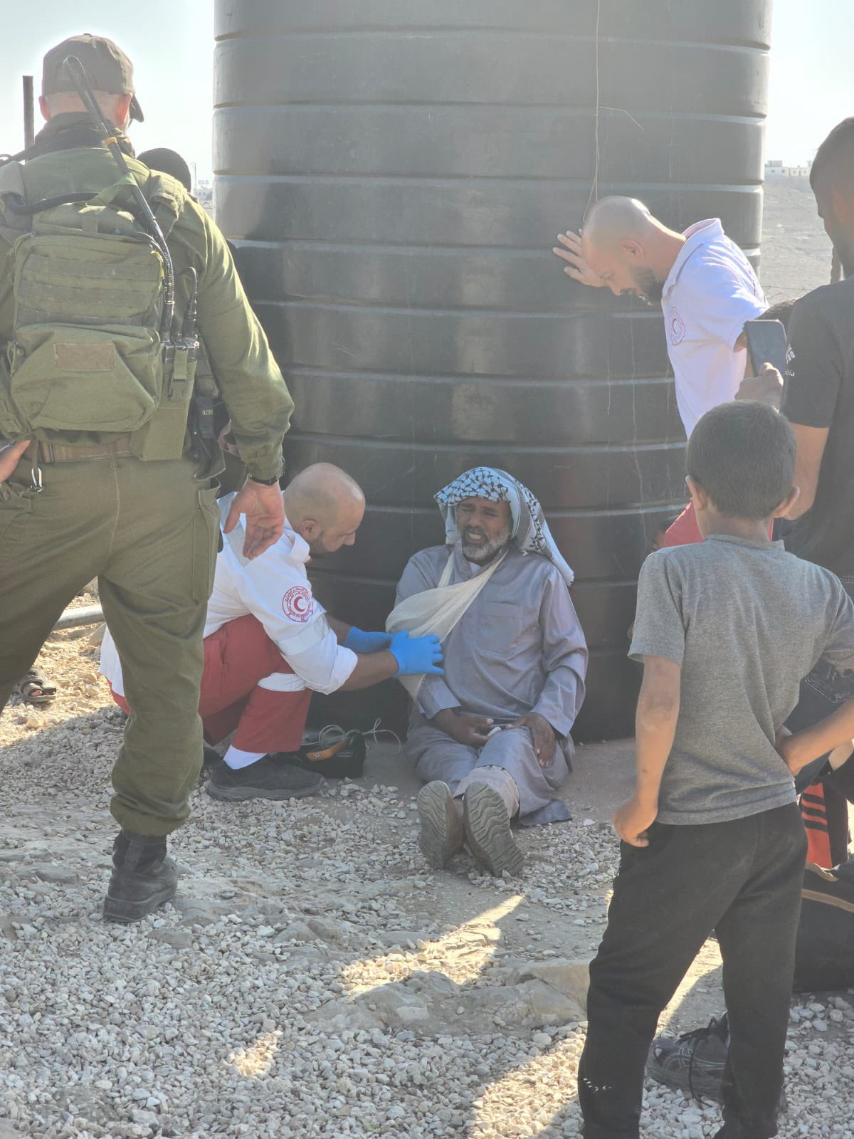 Thumbnail preview image for the video titled: Two residents of the village of Umm al Khair were brutally attacked by Israeli settler
