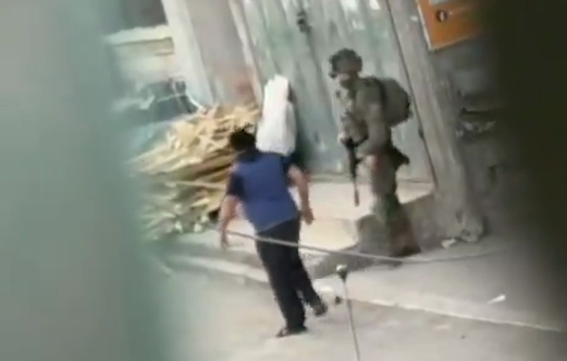 Thumbnail preview image for the video titled: Israeli soldiers detained and abused Sheikh Omar Melitat in Beit Furik before released him