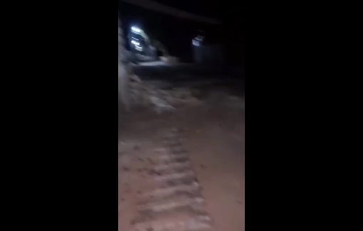 Thumbnail preview image for the video titled: Israeli army destroying the street in the town of Tammun, south of Tubas