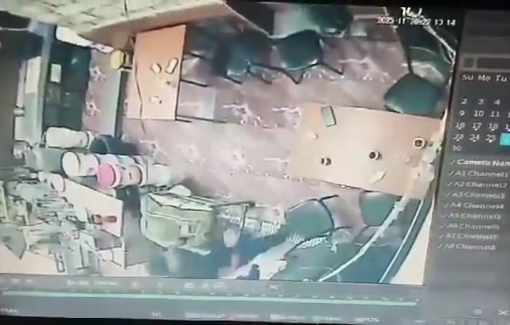 Thumbnail preview image for the video titled: Israeli troops assaulting the Palestinian owners of a restaurant during their raid on Tubas