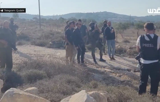 Thumbnail preview image for the video titled: Israeli soldiers fired tear gas to prevent farmers and activists to reach their lands in Tarqumiya, west of Hebron