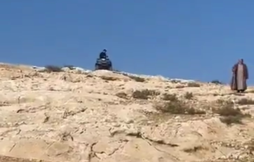 Thumbnail preview image for the video titled: Settlers attack Palestinian shepherds and prevent them from reaching their farms in Massafer Yatta