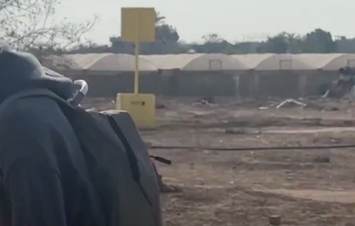 Thumbnail preview image for the video titled: Israeli forces placed yellow-painted concrete blocks topped with metal signs along the so-called Yellow Line near Deir al Balah