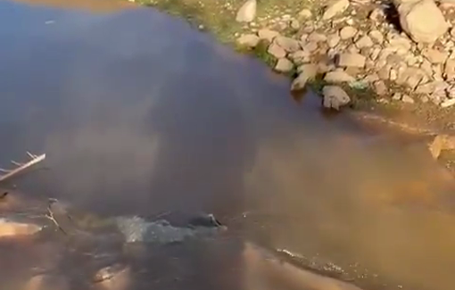 Thumbnail preview image for the video titled: Ras al-Ain canal blocked in two places near the illegal outpost of Avishai Hurwitz and Micah Sudai