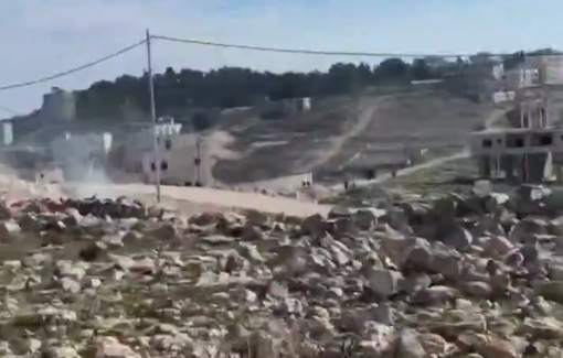 Thumbnail preview image for the video titled: Israeli bulldozers demolish a Palestinian house in the Al-Taawan neighborhood of Nablus