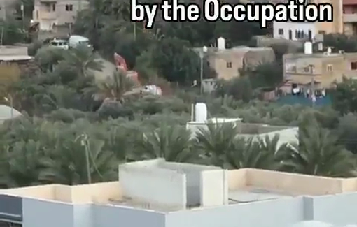 Thumbnail preview image for the video titled: Israeli authorities confiscated a bulldozer belonging to a citizen from the village of Bardala