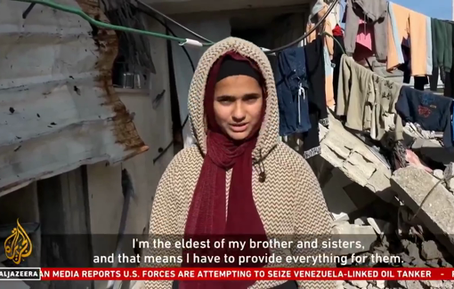 Thumbnail preview image for the video titled: Rafah 13 y/o and only responsible of 3 brothers and sisters