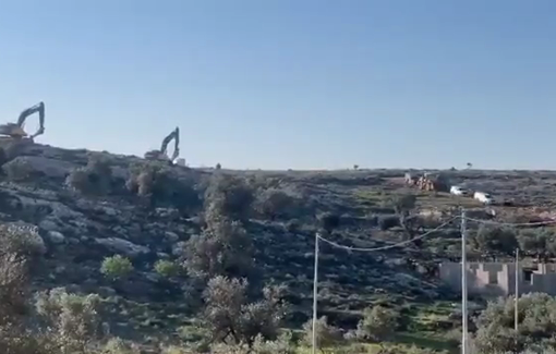 Thumbnail preview image for the video titled: Israeli bulldozers embark on demolishing a Palestinian-owned home in the town of Shuqba, west of Ramallah
