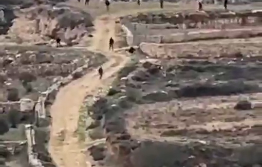 Thumbnail preview image for the video titled: Confrontations erupt between Israeli settlers and residents of Sinjil, north of Ramallah.