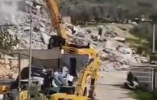 Thumbnail preview image for the video titled: Israeli authorities destroyed three Palestinian homes in the town of Shuqba