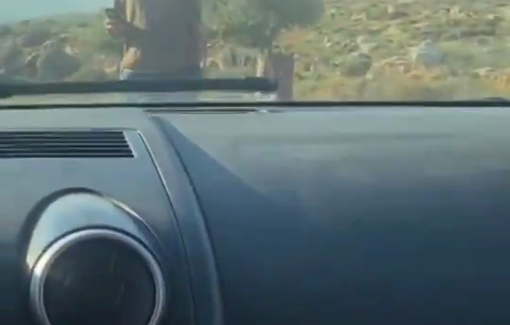 Thumbnail preview image for the video titled: Palestinian woman visiting relatives, was arrested on stone-throwing charges later disproven by video, after a settler blocked her vehicle