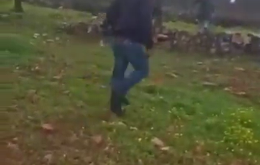 Thumbnail preview image for the video titled: A Christian resident of the West Bank town of Birzeit defending his home during an Israeli settler attack