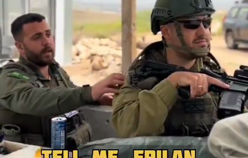 Thumbnail preview image for the video titled: Two soldiers playing to shot in the Palestinian water tanks in the West Bank