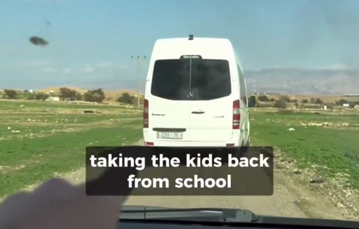 Thumbnail preview image for the video titled: A school bus full of children must be escorted to avoid getting attacked by Israeli settlers