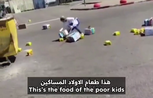 Thumbnail preview image for the video titled: Israeli kid involved in a demonstration blocking humanitarian aid trucks coming from Jordan