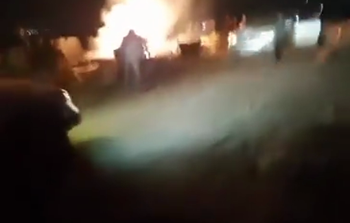 Thumbnail preview image for the video titled: Dozens of Israeli settlers backed by police attacking at least three villages in Masafer Yatta