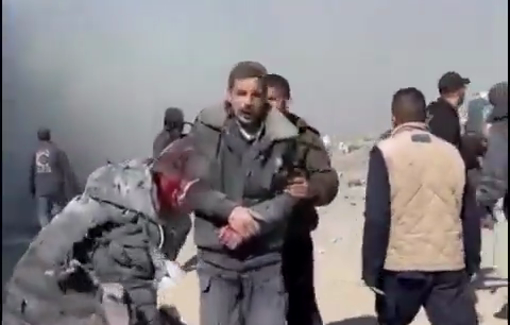 Thumbnail preview image for the video titled: Apocalyptic scenes following a deadly Israeli airstrike on the Sheikh Radwan Police Center in Gaza City