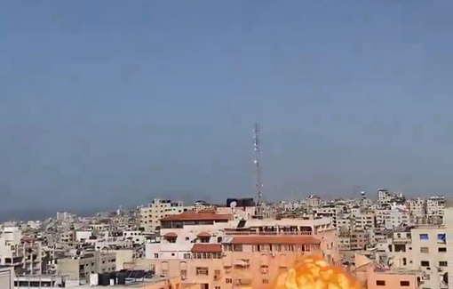 Thumbnail preview image for the video titled: An Israeli airstrike targeted a residential home in Al-Nasr neighborhood, west of Gaza City