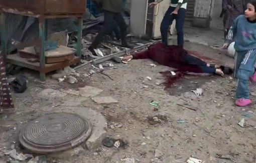 Thumbnail preview image for the video titled: Horrific scenes unfold following the deadly Israeli massacre of the Rizq family in Al-Nasr (Gaza City)