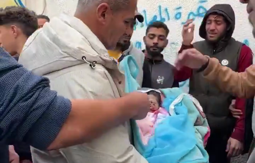 Thumbnail preview image for the video titled: Wadeen Hamada 5 days old, killed in an Israeli strike that targeted tents of displaced persons in al-Tuffah